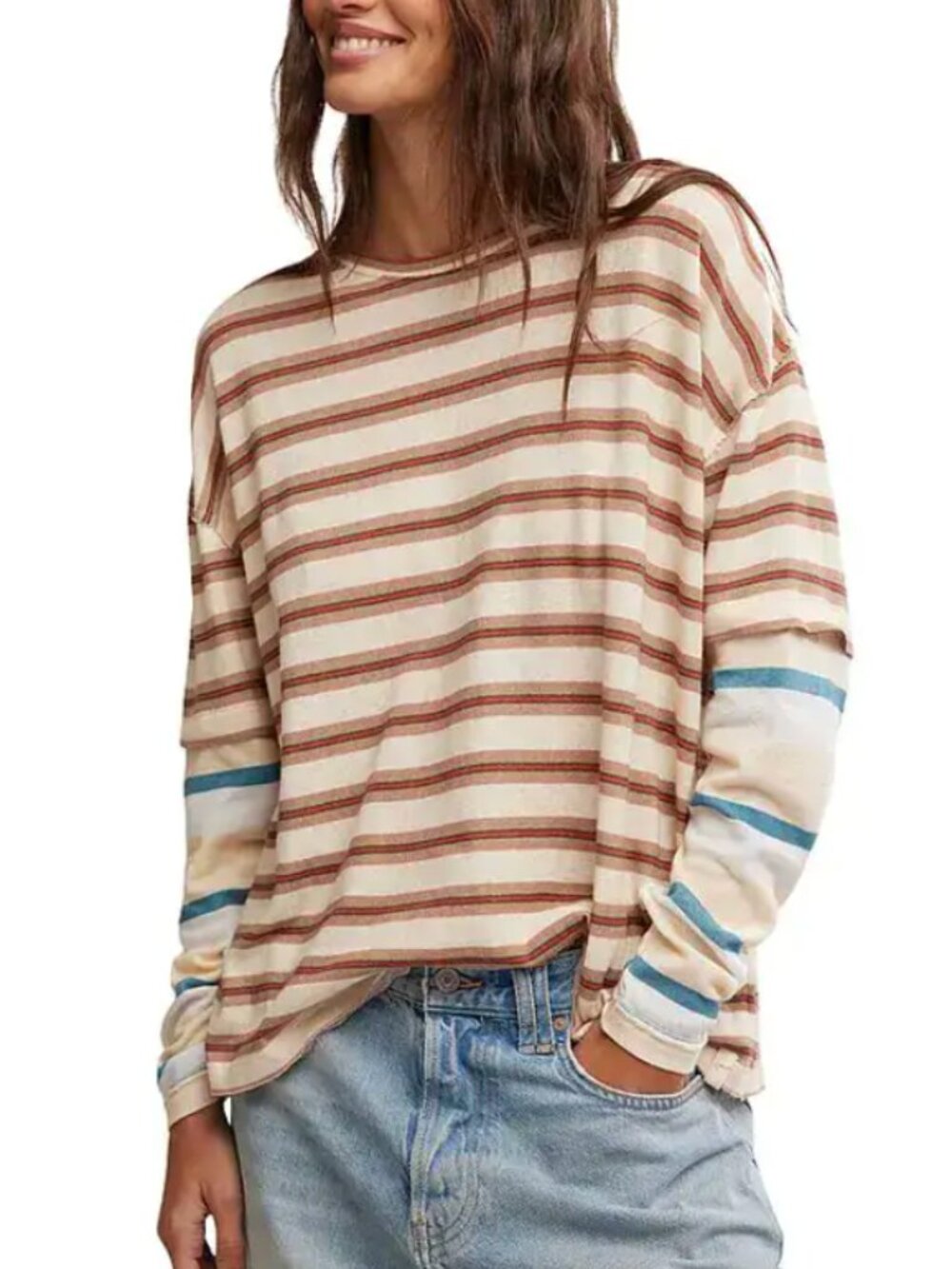 Free People Nina Stripe Long Sleeve